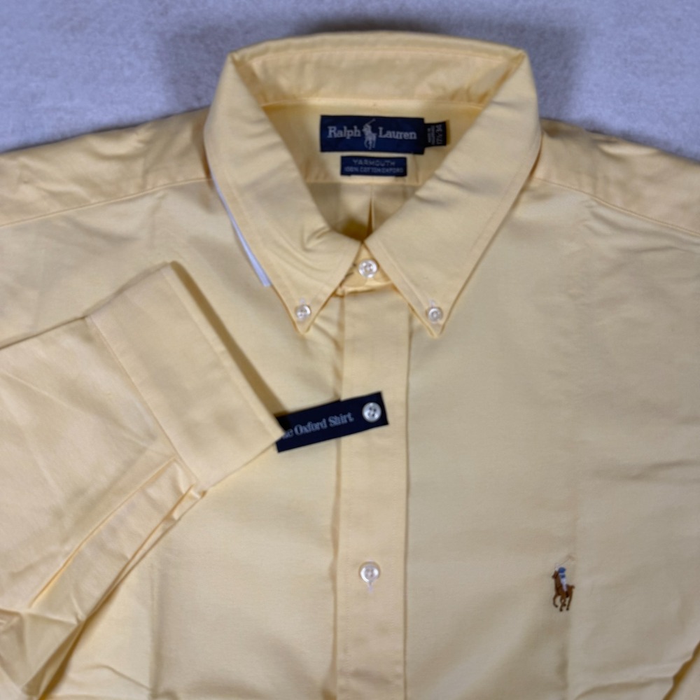 Polo Ralph Lauren Yarmouth Shirt 17.5 34 Yellow Oxford NWT Dress Shirt Pony - Picture 2 of 9